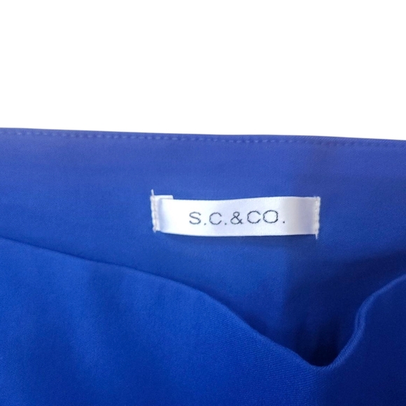 SC&CO US 14 Royal Blue Mid-Rise Capri Pants, Tummy Control Office Casual Chic - Picture 4 of 8
